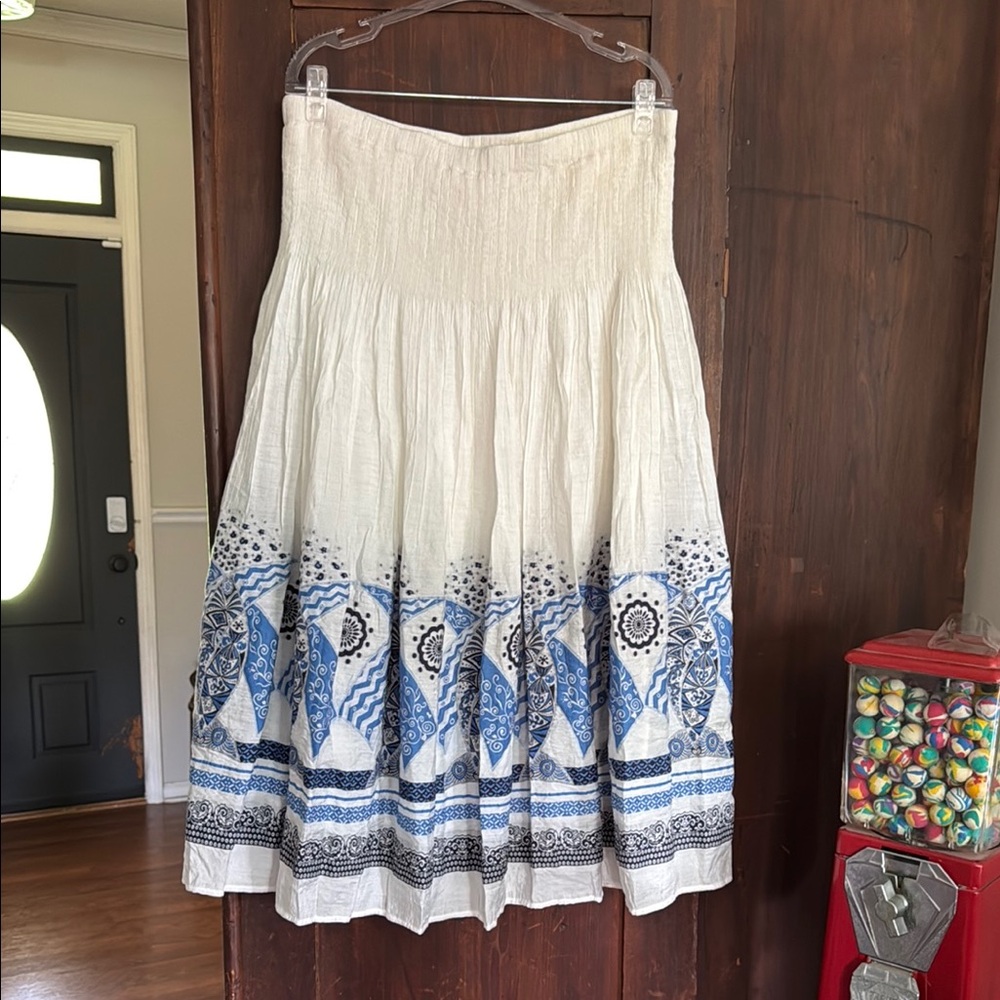 Coldwater Creek White Gray Midi A-Line Skirt